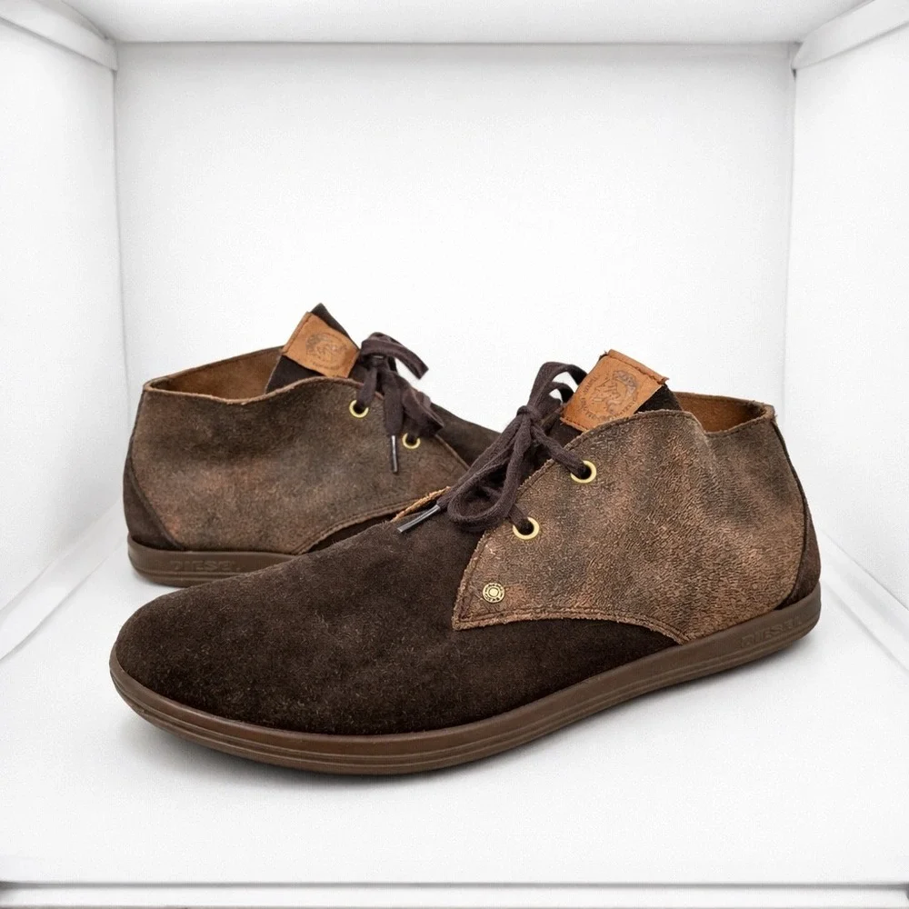 Diesel Men Midtown Brown Suede Leather Chukka Boots Size 11